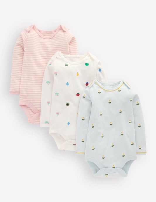 Boden Baby 3-pack Cotton Bodies-Multi Daisy