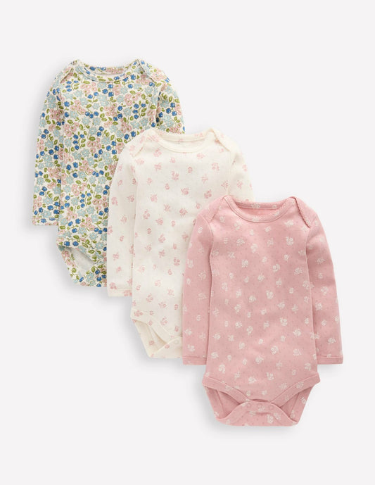 Boden Baby 3-pack Pointelle Bodies-Multi Ditsy Floral