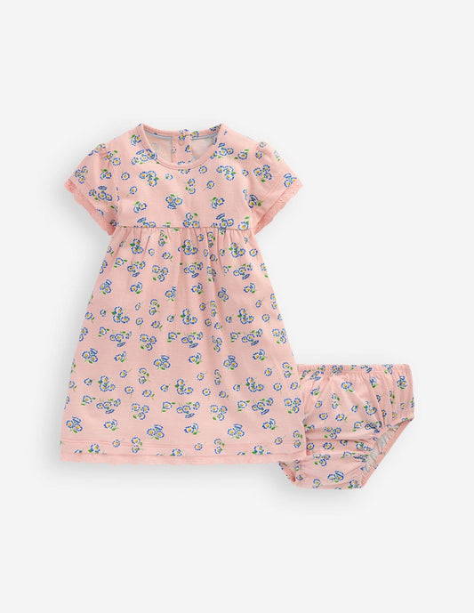 Boden Baby Broderie Trim Jersey Dress-Pink Ditsy Floral