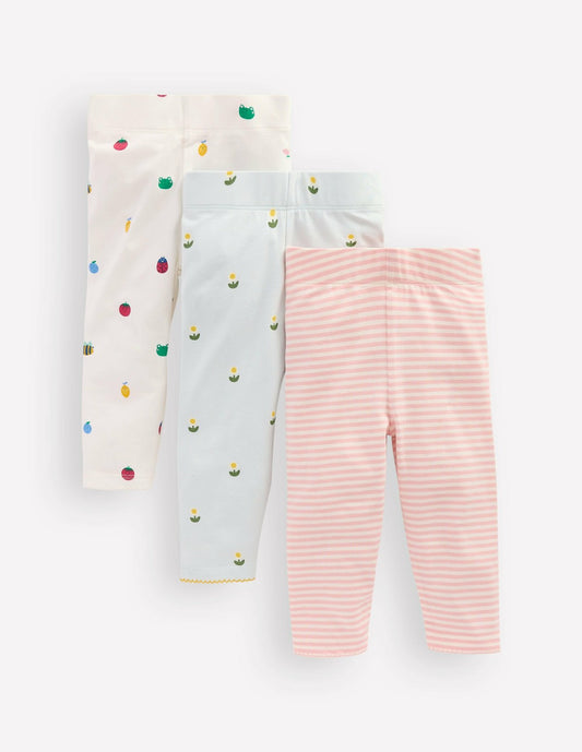 Boden Baby 3-pack Cotton Leggings-Multi Daisy