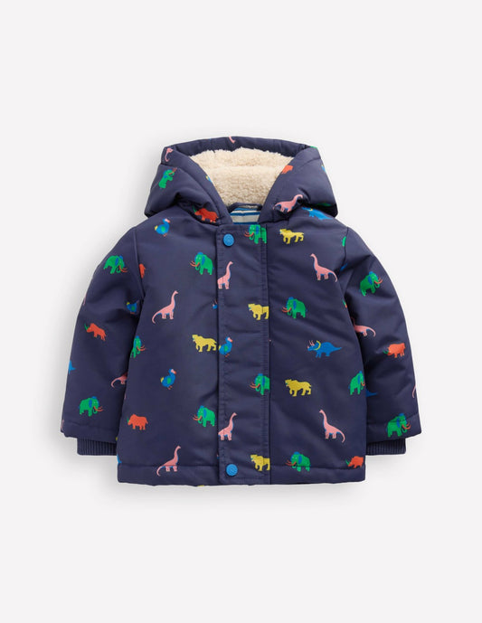Boden Baby 3-in-1 Showerproof Coat-Navy Prehistoric Print