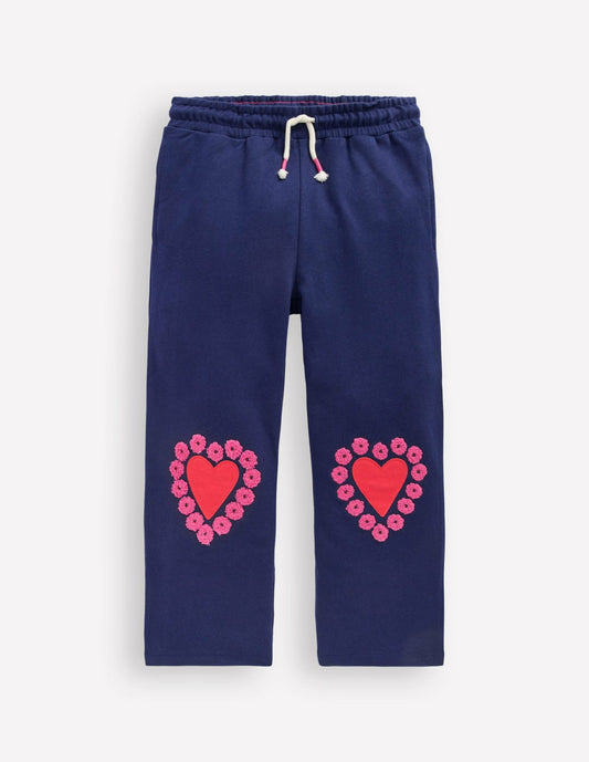 Boden Sale|Girls Bobbie Appliqué Sweatpants-College Navy Hearts