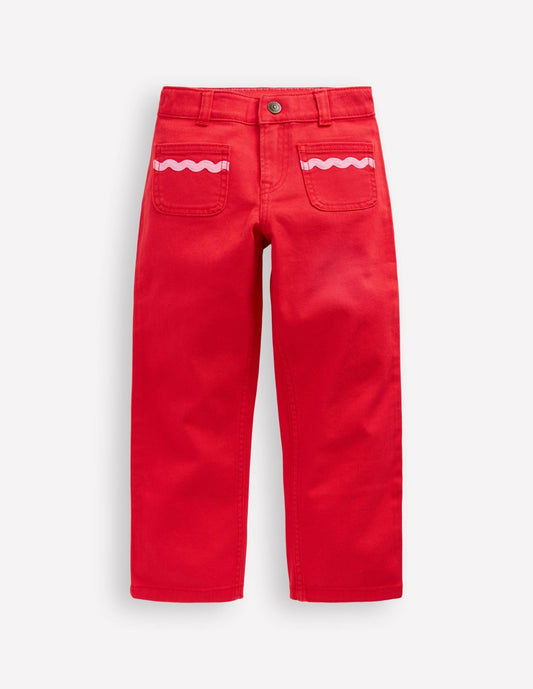 Boden Sale|Girls Patch Pocket Pants-Poppy Red