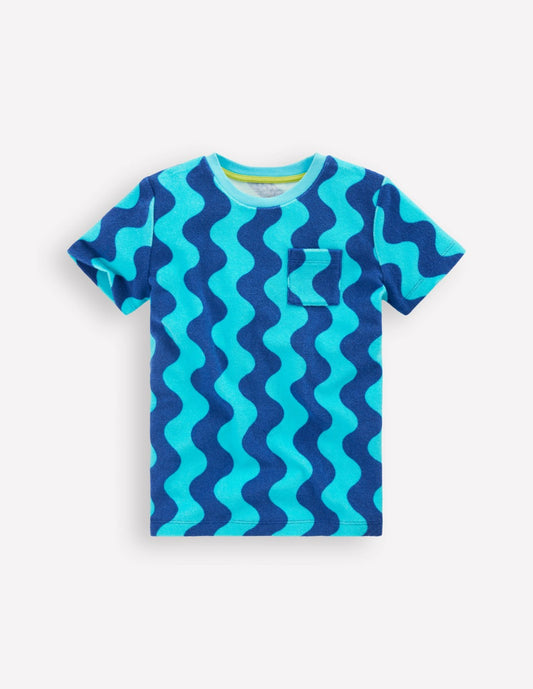 Boden Sale Short Sleeve Towelling T-shirt-Blue Waves