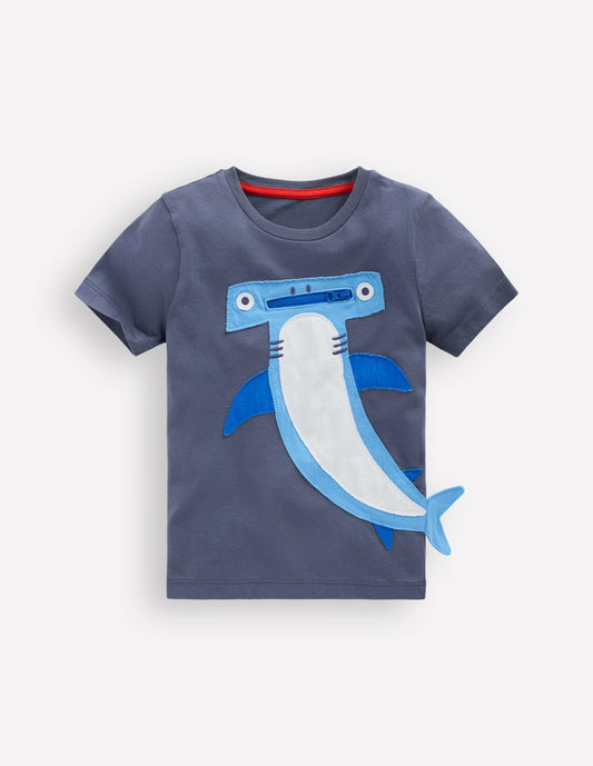 Boden Sale|Baby Zip Applique T-shirt-Robot Blue Hammerhead Shark