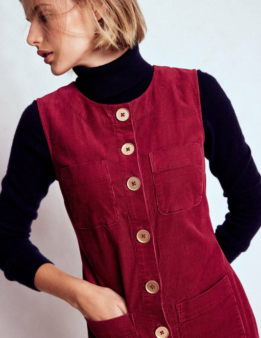 Boden Dresses Evelyn Cord Shift Dress-Burgundy Red