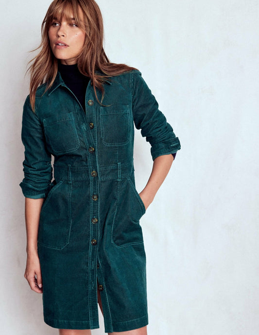 Boden Dresses Amanda Cord Short Dress-Midnight Teal