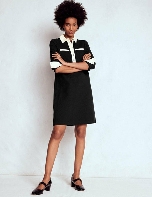 Boden Dresses Georgina Ponte Dress-Black & White