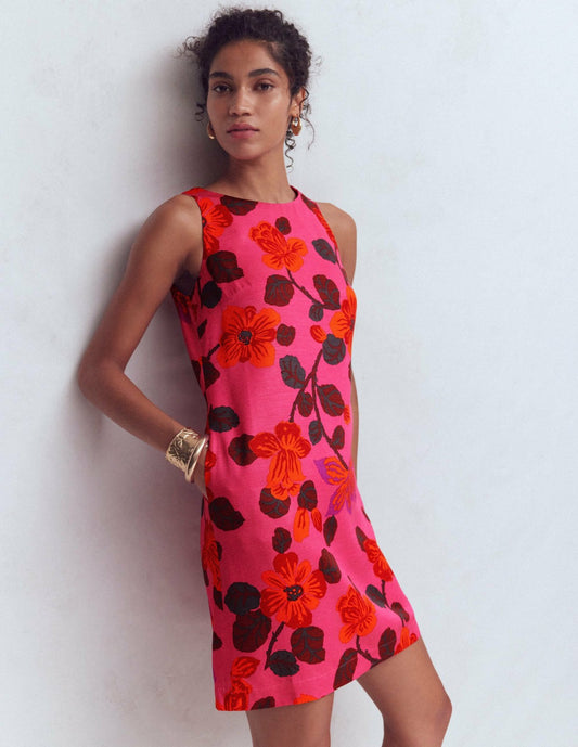 Boden Dresses Classic Shift Dress-Pink, Elaborate Blossom