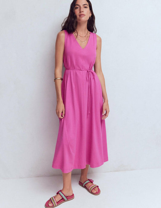 Boden Dresses Mia V-neck Jersey Midi Dress-Passion Flower