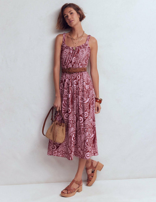 Boden Dresses Scoop Neck Jersey Dress-Pink, Enchanted Paisley