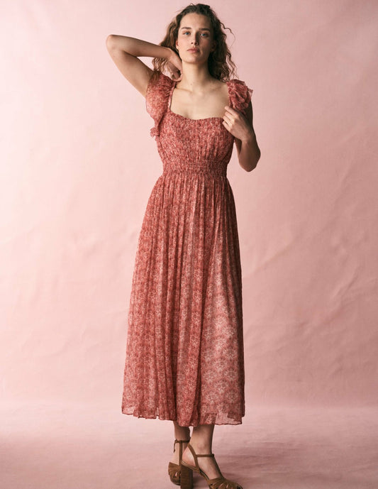 Boden Dresses Crinkle Chiffon Maxi Dress-Pink Paradise Gardens