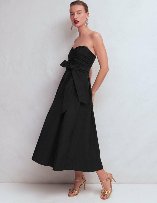Boden Dresses Strapless Taffeta Dress-Black