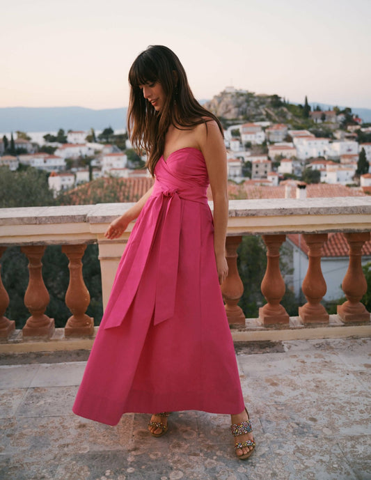 Boden Dresses Strapless Taffeta Dress-Bright Pink