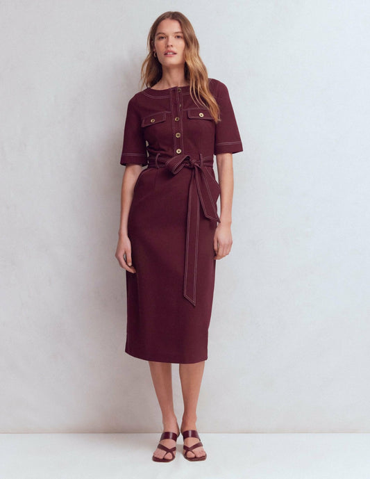 Boden Dresses Bria Ponte Midi Dress-Deep Wisteria
