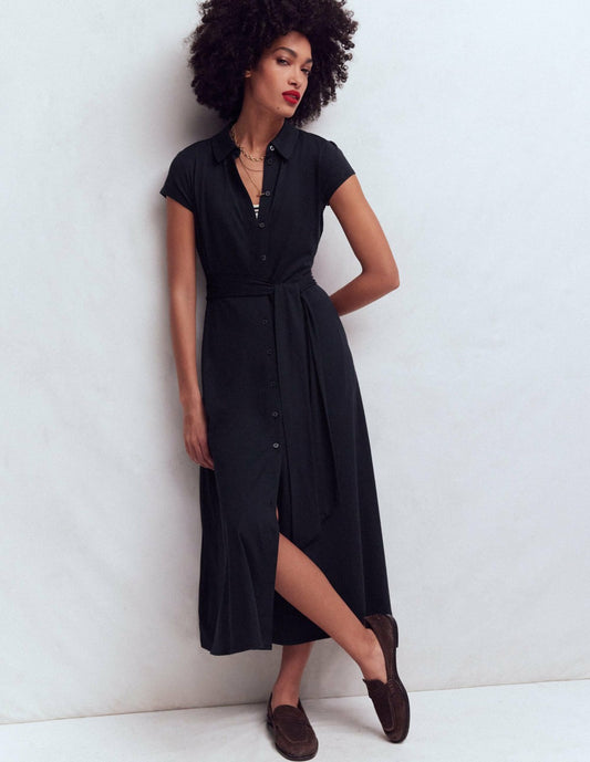 Boden Dresses Marcia Jersey Shirt Dress-Navy