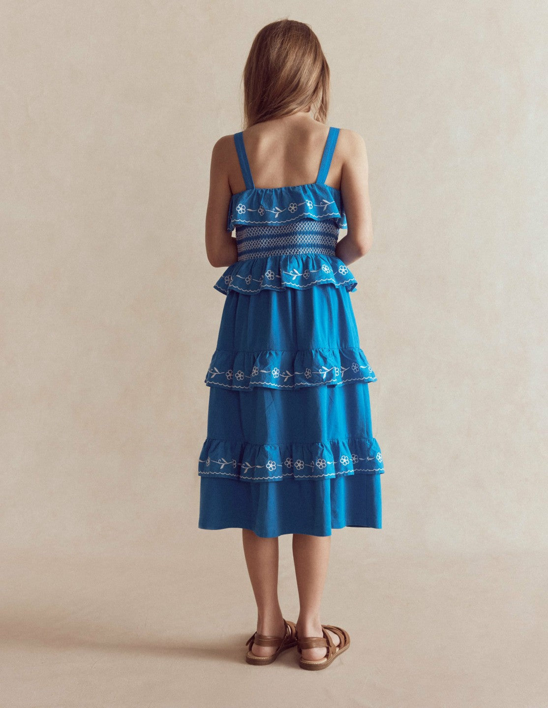 Boden Baby|Girls Jersey Embroidered Midi Dress-Kingfisher Blue
