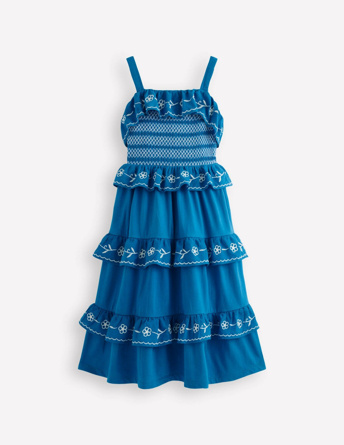 Boden Baby|Girls Jersey Embroidered Midi Dress-Kingfisher Blue