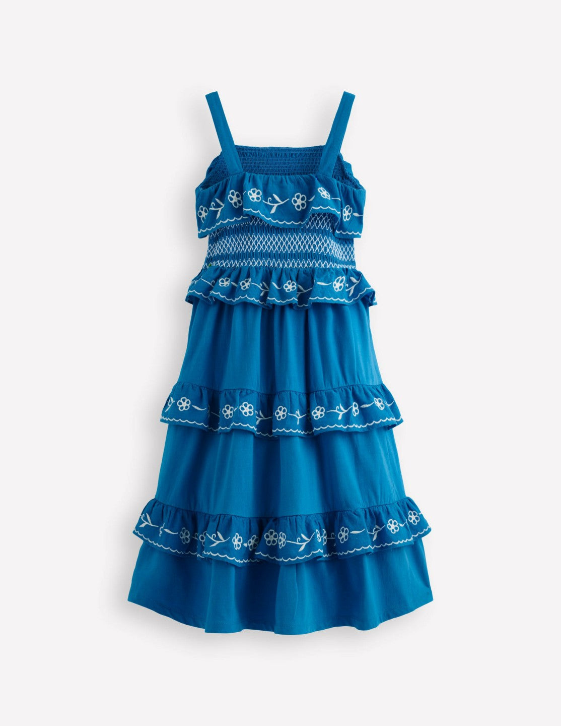Boden Baby|Girls Jersey Embroidered Midi Dress-Kingfisher Blue