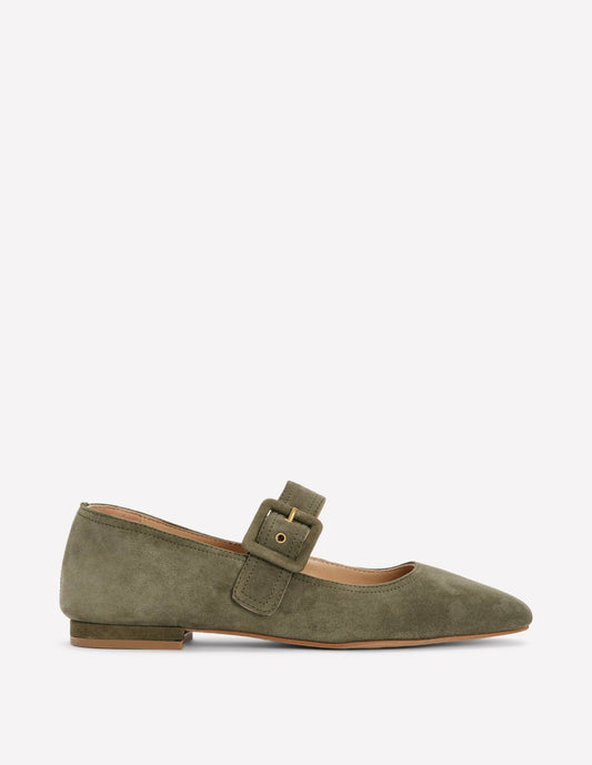 Boden Women Vic Chisel Toe Mary Janes-Deep Olive