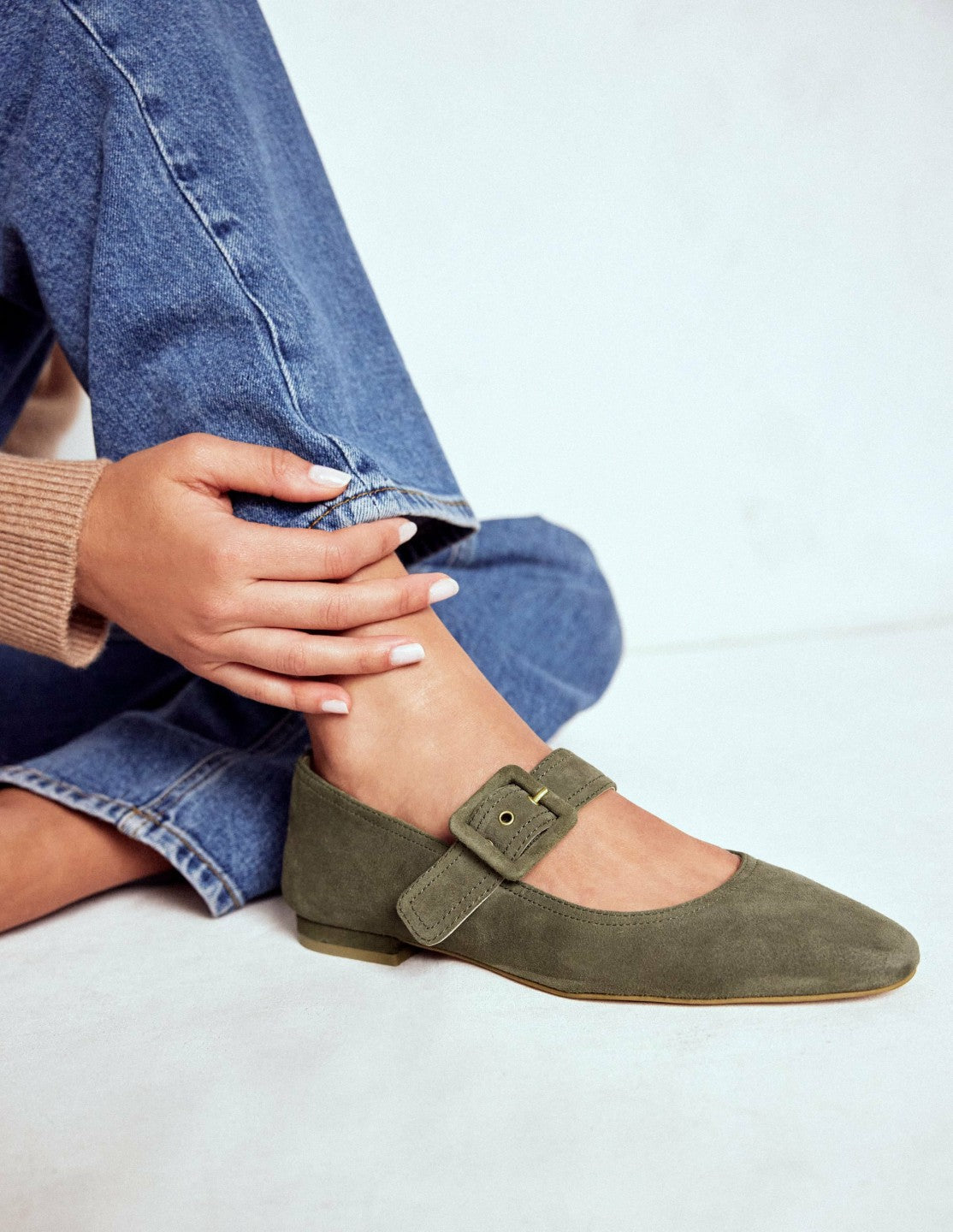 Boden Women Vic Chisel Toe Mary Janes-Deep Olive