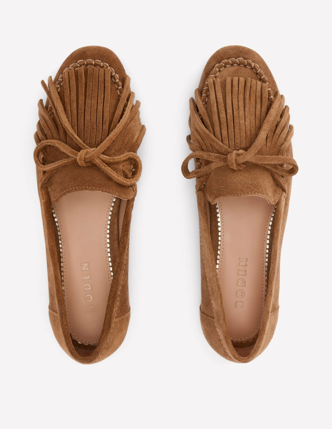 Boden Women Soft Tassel Deck Shoes-Tan