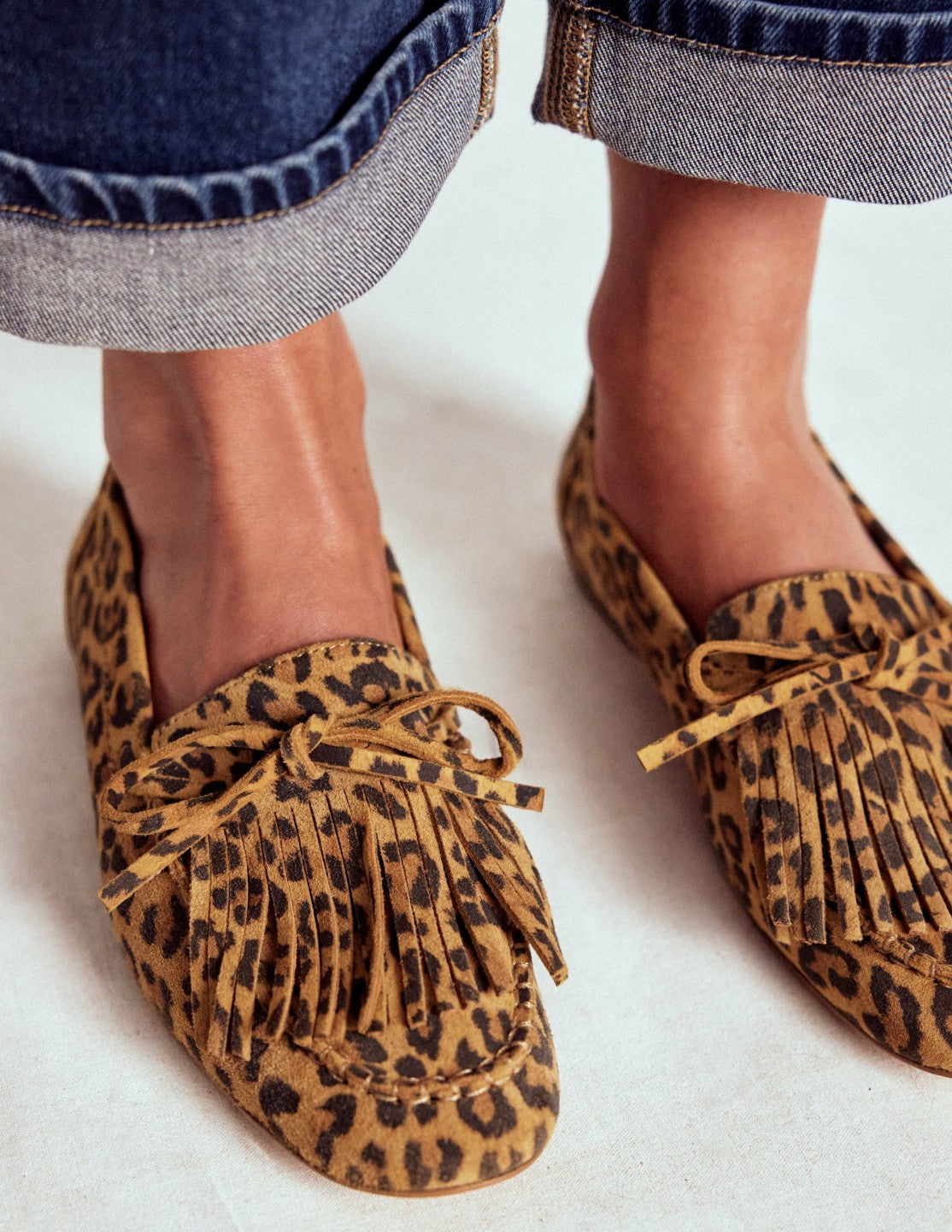 Boden Women Soft Tassel Deck Shoes-Leopard