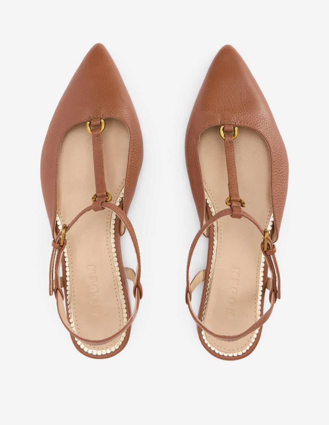Boden Women T-Bar Point Flats-Tan