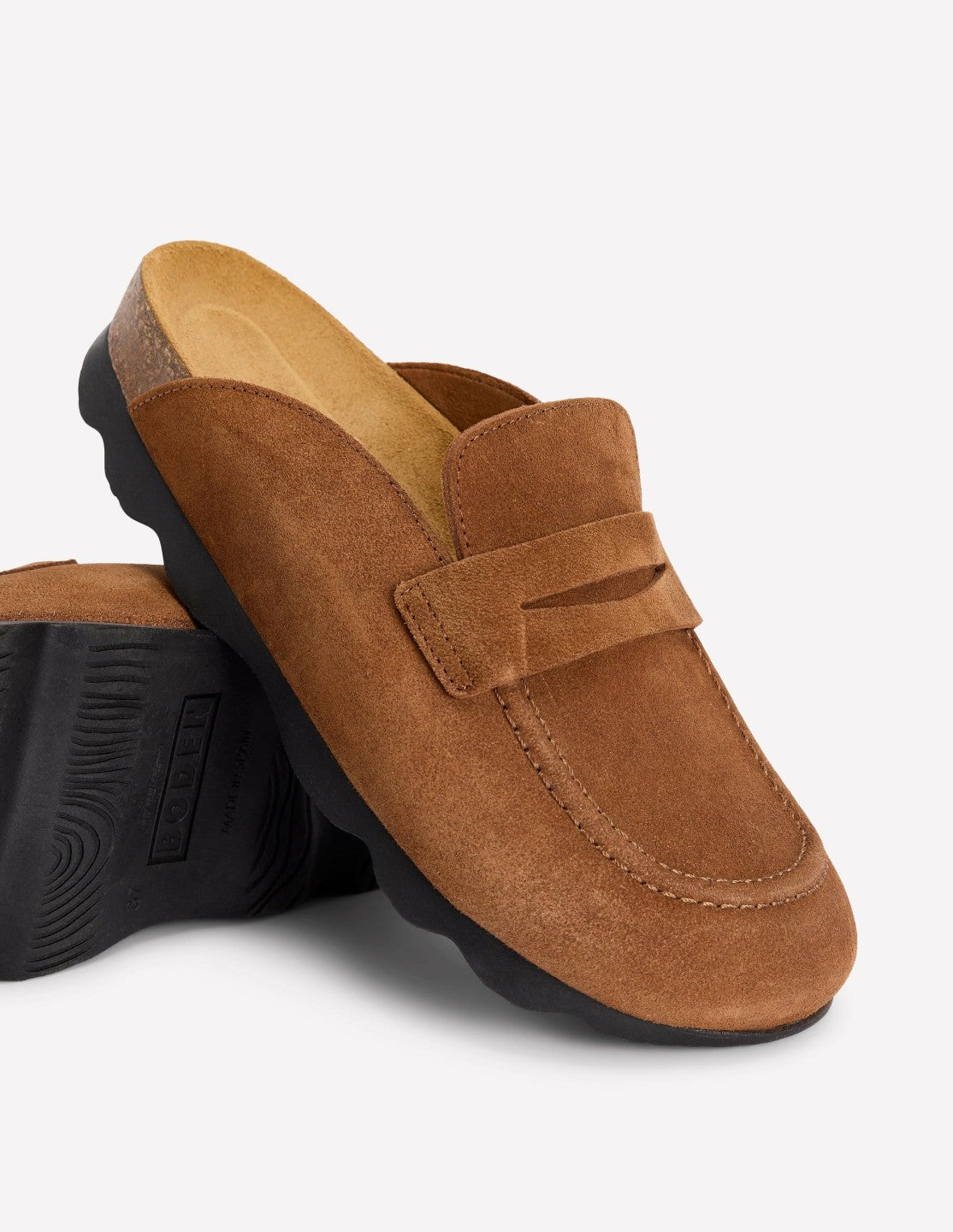 Boden Women Suede Mule Clog-Raw Umber