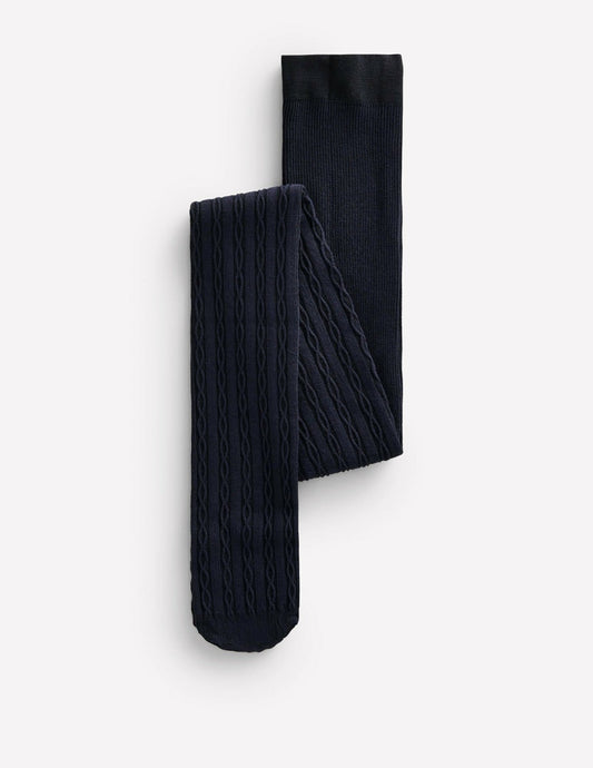 Boden Women Cable Knit Tights-Navy