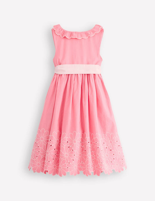 Boden Girls Flower Hem Occasion Dress-Salmon Pink