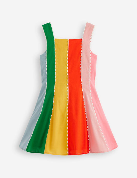 Boden Girls Woven Panel Dress-Multi Rainbow