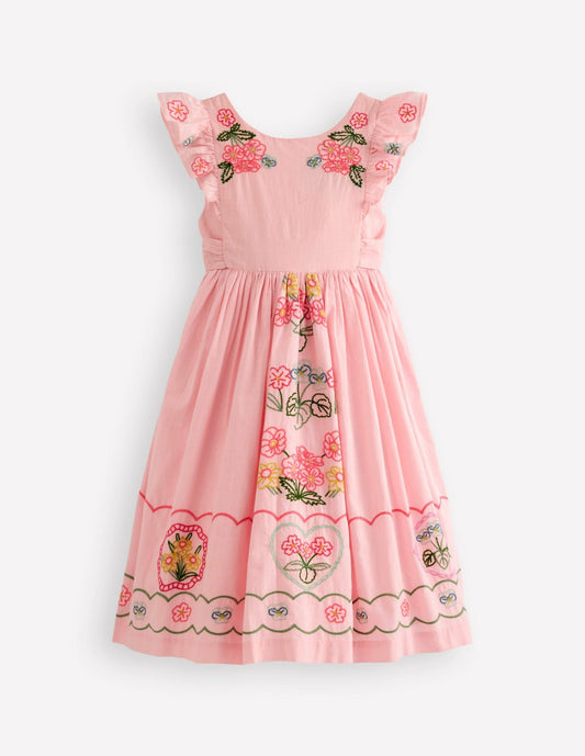 Boden Girls Bow Back Midi Dress-Chalk Pink