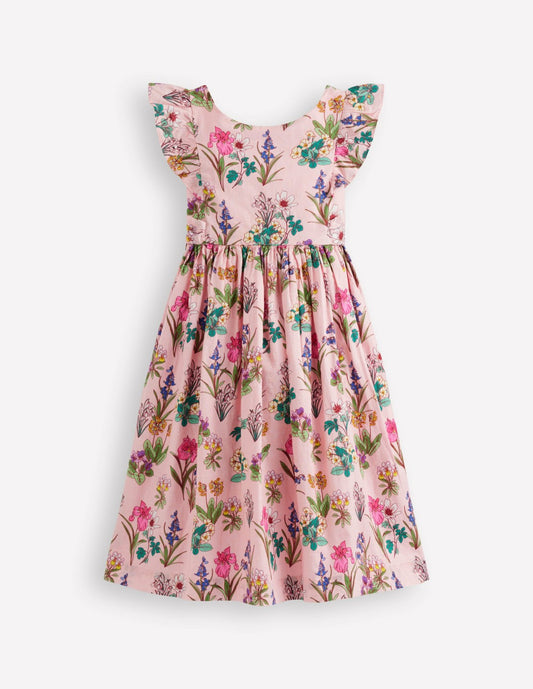 Boden Girls Bow Back Midi Dress-Pink Floral