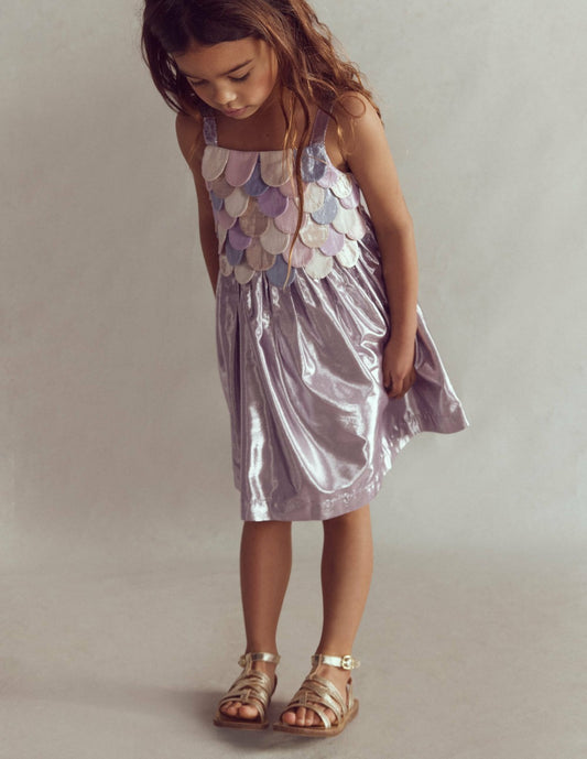 Boden Girls Metallic Mermaid Dress-Multi Mermaid Metallic