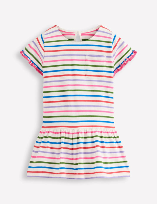 Boden Girls Dropped Sleeve Tunic-Multi Stripe