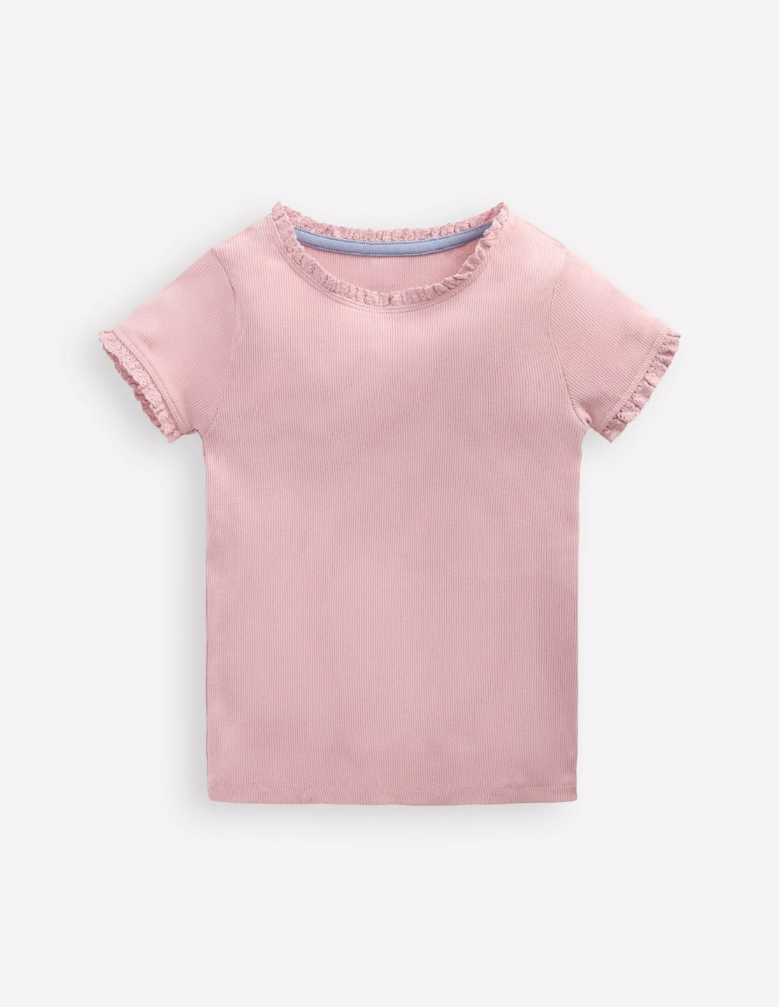 Boden Girls Short Sleeve Ribbed T-shirt-French Pink