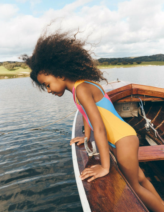 Boden Girls|Baby One Shoulder Ray Swimsuit-Rainbow