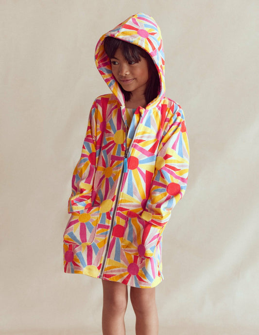 Boden Girls|Baby Romie Towelling Zip Throw-On-Ivory Sunburst