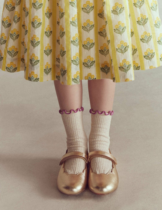 Boden Girls Scallop Mary Janes-Gold