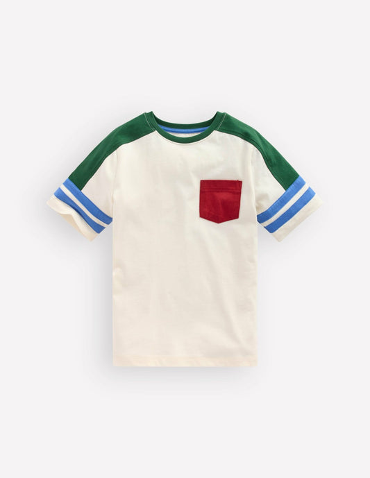 Boden Boys|Baby Short Sleeve Colourblock Tee-COCONUT MILK COLOURBLOCK