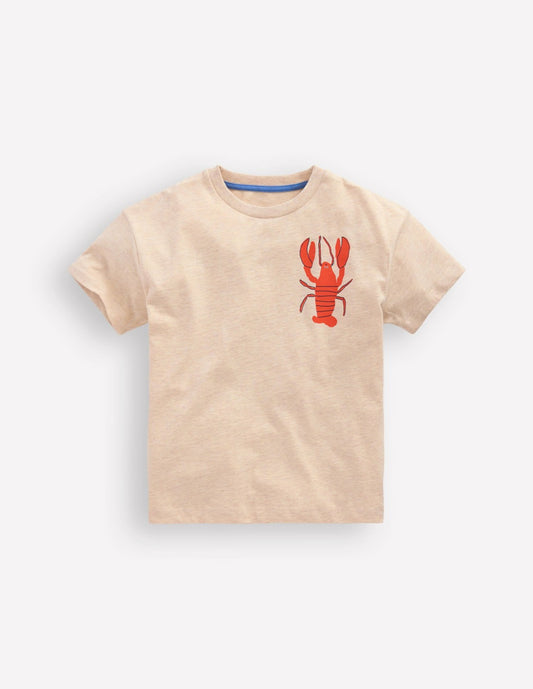 Boden Boys Front & Back Graphic T-shirt-Oatmeal Crustaceans