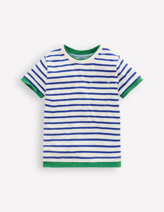 Boden Boys Layered Look T-shirt-Bright Blue/Ivory