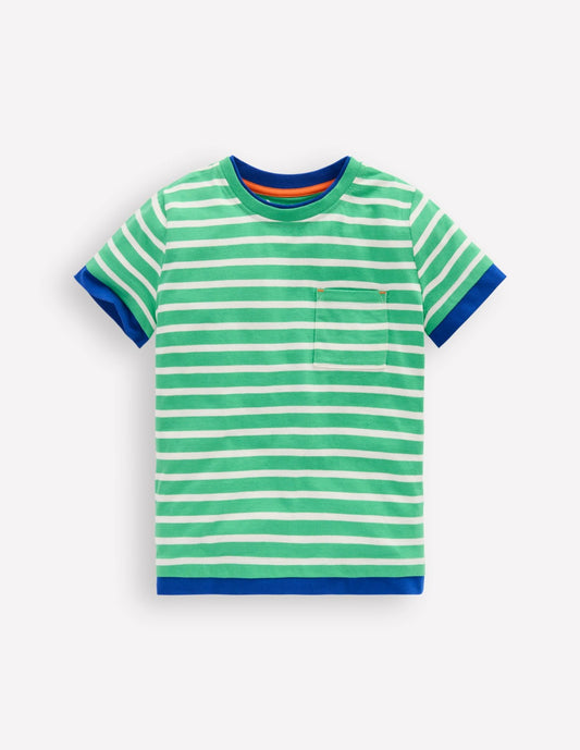 Boden Boys Layered Look T-shirt-Pea Green/Ivory