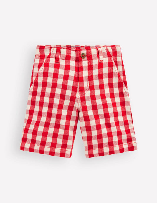 Boden Boys Smart Shorts-Red Gingham
