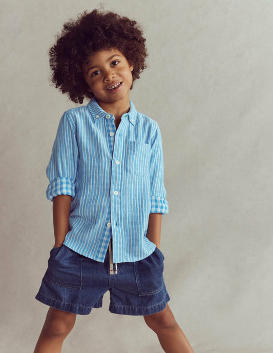 Boden Boys Soft Denim Shorts-Denim
