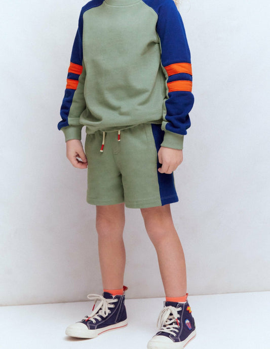 Boden Boys Colourblock Shorts-Green Colourblock
