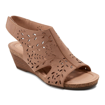Earth Shoes Halin Round Toe Casual Slingback Wedge Sandals