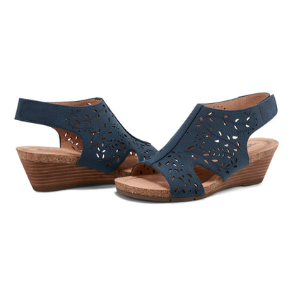 Earth Shoes Halin Round Toe Casual Slingback Wedge Sandals