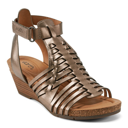 Earth Shoes Hattie Round Toe Strappy Wedge Sandals